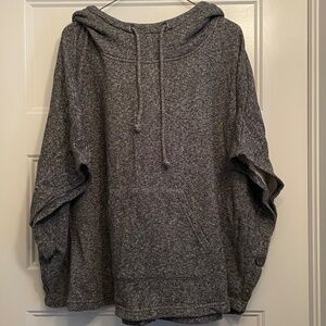 Grey hooded sweatshirt with short dolman sleeves